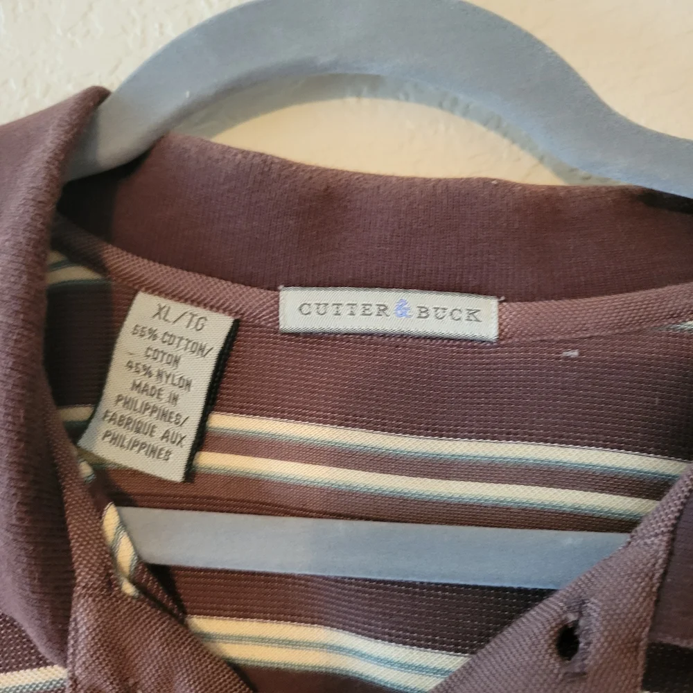 Cutter & Buck Brown and Cream Striped Polo - Picture 3 of 8